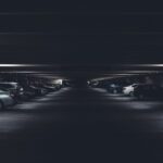 car under building